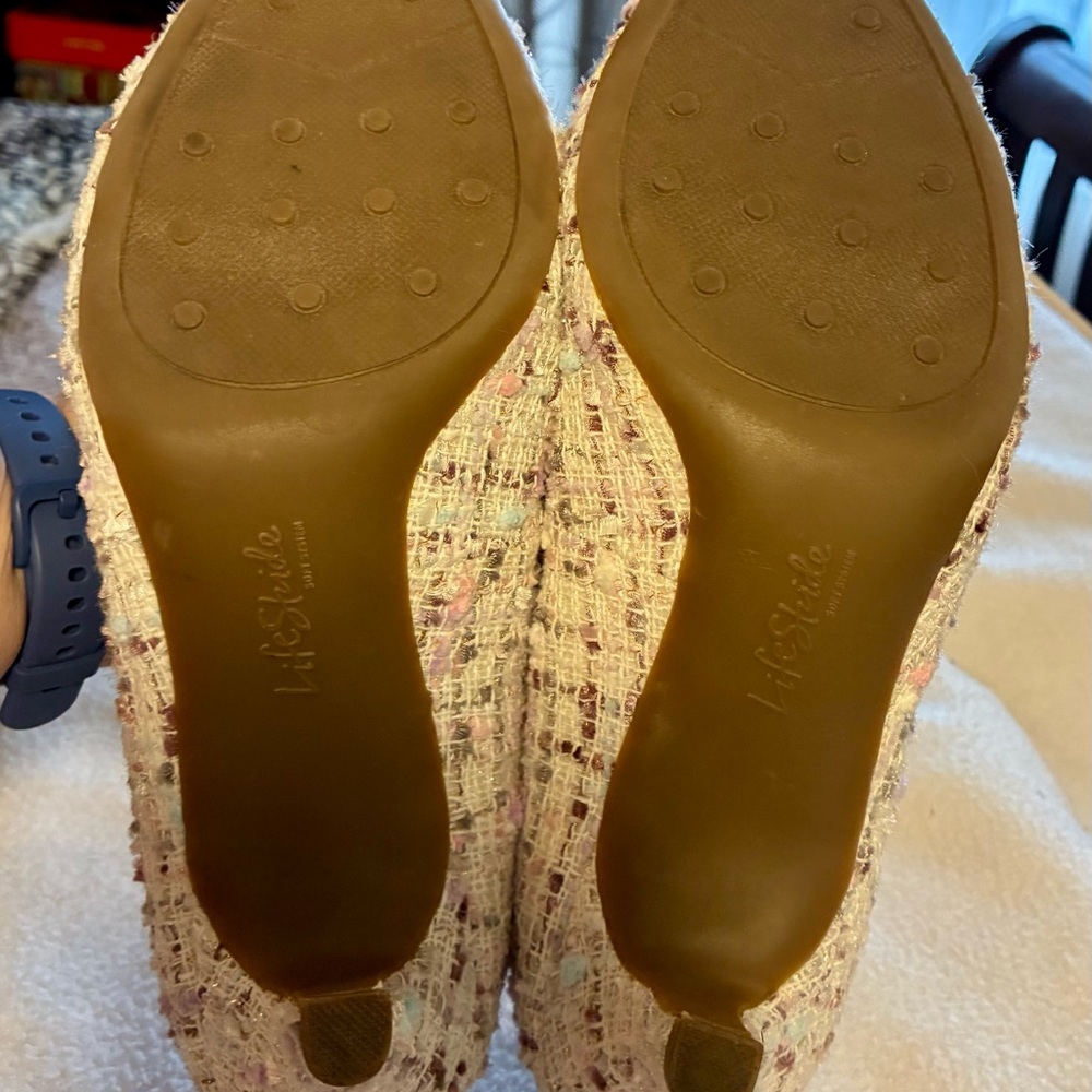 Life Stride Boucle Tweed “Parigi” Pastel Heels White Cream Multi EUC 8 Spring - Picture 6 of 7